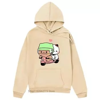 Толстовка с капюшоном Bubu and Dudu с рисунком медведя панды, женская одежда с принтом Kawaii, мужская одежда, весна S