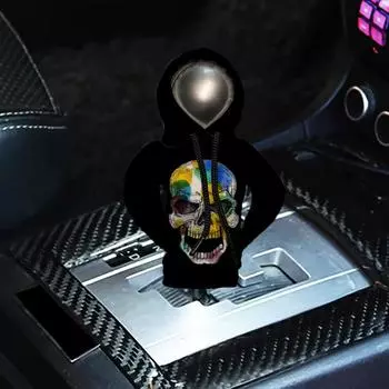 Толстовка с капюшоном, чехол для рычага переключения передач автомобиля, чехол для автоматического рычага переключения передач с черепом на Хэллоуин, модная рубашка с капюшоном, ручки переключения передач автомобиля белый