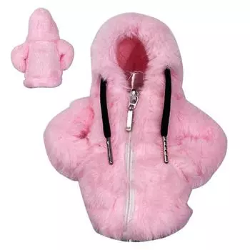 Толстовка с капюшоном, чехол для рычага переключения передач, плюшевый чехол для рычага переключения передач, зимние автомобильные аксессуары для интерьера, забавный декор для автомобиля, гаджеты для интерьера автомобиля розовый