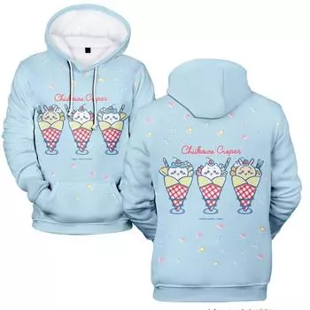 Толстовка с капюшоном Chiikawa Cartoon для женщин, мужская толстовка с капюшоном, рубашка с принтом тай-дай, крутая унисекс с капюшоном XS