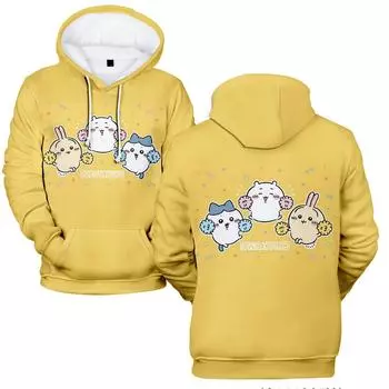 Толстовка с капюшоном Chiikawa Cartoon Tie Dye, уличная толстовка с капюшоном с принтом для мужчин и женщин, спортивные пуловеры для косплея XS