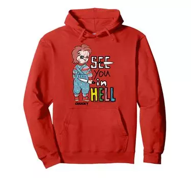 Толстовка с капюшоном Chucky See You In Hell Scary Cartoon Knife синий
