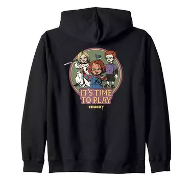 Толстовка с капюшоном Chucky Time to Play Family на молнии чёрный
