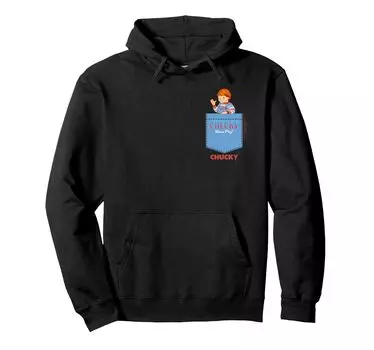 Толстовка с капюшоном Chucky Wanna Play Good Guys с искусственным карманом чёрный