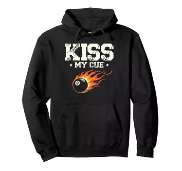Толстовка с капюшоном для бильярда и снукера Kiss My Cue чёрный