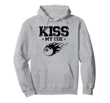 Толстовка с капюшоном для бильярда и снукера Kiss My Cue серый
