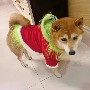 Толстовка с капюшоном для домашних животных, красный и зеленый милый рождественский костюм для собаки, легко носить, мягкая удобная одежда для домашних животных на праздник L