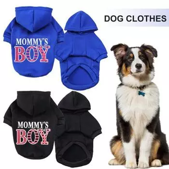 Толстовка с капюшоном для домашних животных с буквенным принтом сохраняет тепло, утепленная зимняя толстовка с капюшоном для собак, благоприятная для кожи M чёрный