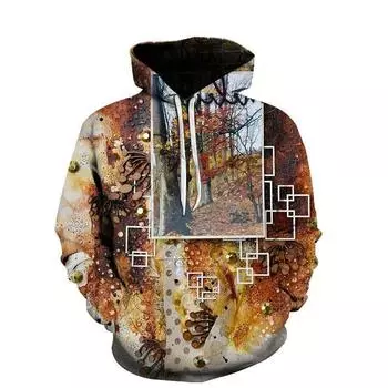 Толстовка с капюшоном для фотоальбома с 3D-печатью для мужчин, с узором «цветок и листья», повседневный свитер, свободные толстовки с капюшоном, топы с длинным рукавом S