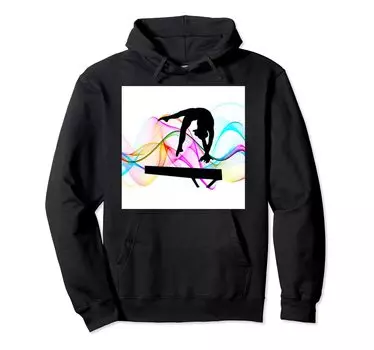 Толстовка с капюшоном для гимнастического бревна с цветным узором чёрный