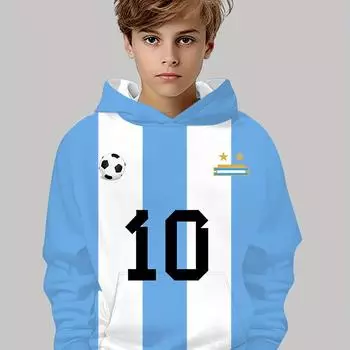 Толстовка с капюшоном для мальчиков с принтом 3D-футбола — повседневный свитер с длинными рукавами, идеально подходит для весны и осени — отличная идея для подарка 100
