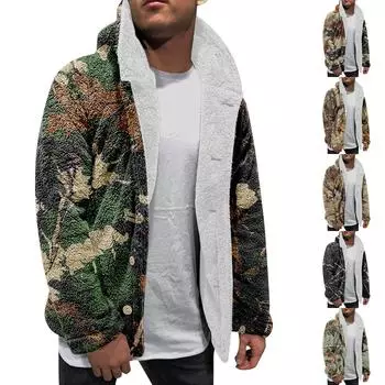 Толстовка с капюшоном для мужчин, большие пальто с капюшоном, куртка, свитер, топы, верхняя одежда, зимний кардиган на пуговицах L чёрный