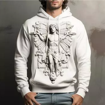 Толстовка с капюшоном для мужчин больших размеров с 3D-принтом Льва, Дракона, Тигра, Креста, 3D-толстовки с визуальным эффектом, пуловеры S