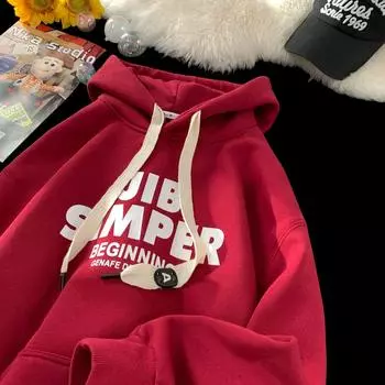 Толстовка с капюшоном для мужчин на весну и осень, новый стиль, простые буквы для американских подростков, свободная и универсальная куртка для мужчин M