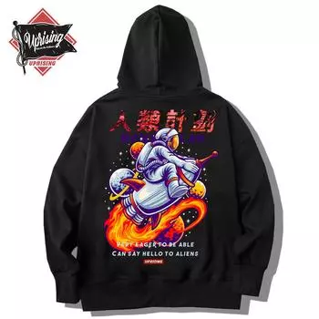 Толстовка с капюшоном для мужчин с принтом астронавта и графикой, мужская s, хип-хоп, корейская мода, с длинным рукавом, мужская толстовка с капюшоном большого размера