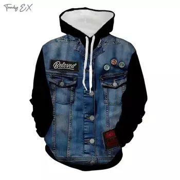 Толстовка с капюшоном для мужчин с забавным 3D-принтом, модные толстовки унисекс с капюшоном, удобные, с карманом-кенгуру, для улицы, для спорта, с длинным рукавом, с капюшоном S