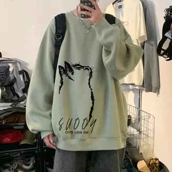 Толстовка с капюшоном для мужчин Весна Осень Зима Круглый вырез Длинные рукава Футболка с толстым бархатным верхом Пуловеры и длинные рукава для мужчин M белый