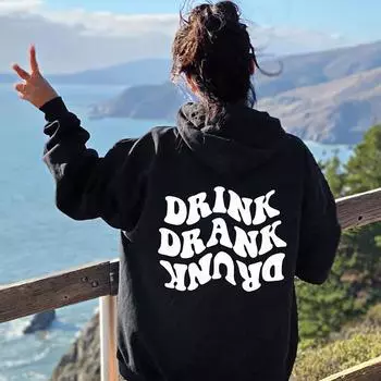 Толстовка с капюшоном для напитков, пьяных, женская толстовка с капюшоном, пуловеры, унисекс, уличная одежда из чистого хлопка, джемпер, повседневные толстовки с цитатой S розовый