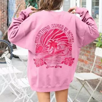 Толстовка с капюшоном для подростков в стиле преппи с цветочным принтом, однотонная, с большим передом S светло-фиолетовый