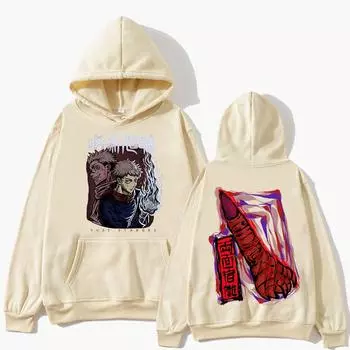 Толстовка с капюшоном для японского аниме дзюдзюцу кайсен Yuji Itadori Ryomen Sukuna Manga, толстовки с графическим принтом для мужчин и женщин, Harajuku, мужская уличная одежда XXL белый