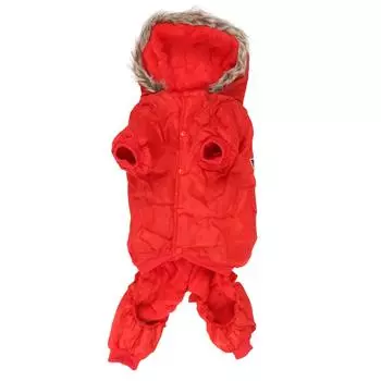 Толстовка с капюшоном для собак, утепленная хлопковая зимняя защитная теплая куртка для собак с карманами для больших размеров 4XL красный