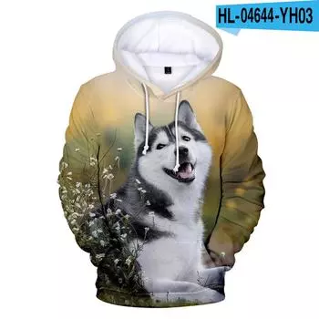 Толстовка с капюшоном для женщин и мужчин с 3D принтом собаки и хаски, уличная одежда, пуловер в стиле хип-хоп, куртка с капюшоном, мужская повседневная спортивная одежда 4XL