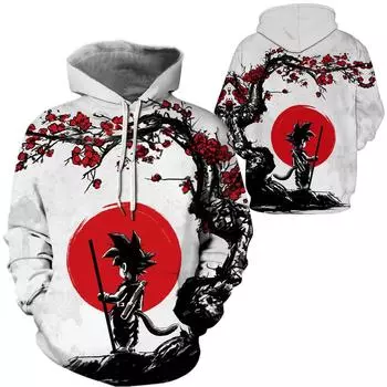 Толстовка с капюшоном Dragon Ball Man Casual Street Wear 3D Print Cosplay Anime Son Goku & Vegeta sweatover S