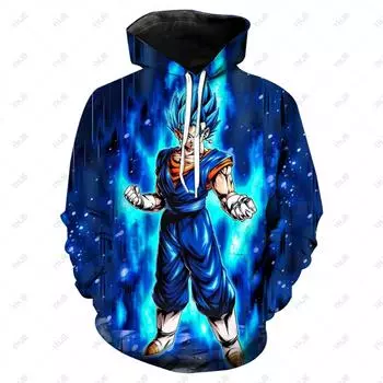 Толстовка с капюшоном Dragon Ball Z для детей, мальчиков и девочек, мужская толстовка с 3D-принтом, модная свободная толстовка с длинным рукавом, весна-осень, пуловер Goku Veget 120