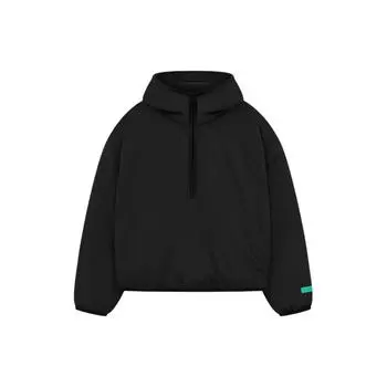 Толстовка с капюшоном Fear of God Essentials из нейлона с застежкой-молнией на половину длины, цвет черный, мужские топы 202SP244334F L