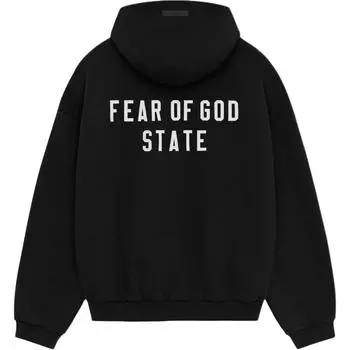Толстовка с капюшоном Fear of God Essentials из плотного флиса на молнии, черная, для мужчин 192BT246240F XS