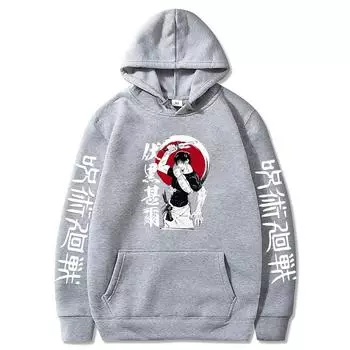 Толстовка с капюшоном Fushiguro Toji с принтом в стиле аниме «Jujutsu Kaisen» для мужчин и женщин, повседневные толстовки с капюшоном Harajuku унисекс, удобная уличная одежда XS чёрный