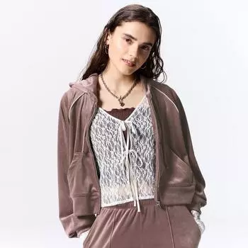 Толстовка с капюшоном GU by Uniqlo Velour на молнии, можно пристегнуть