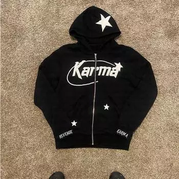 Толстовка с капюшоном Harajuku Graphic Foam, готическая куртка большого размера в стиле хип-хоп, повседневный свитер для женщин и мужчин S