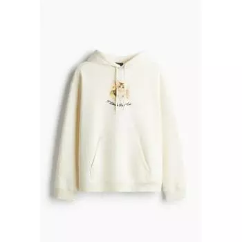 Толстовка с капюшоном HM Loose Fit Print Light Beige Don T Care S