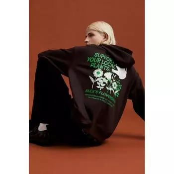 Толстовка с капюшоном HM LooSe Fit Print Brown Alex S flowersShop S