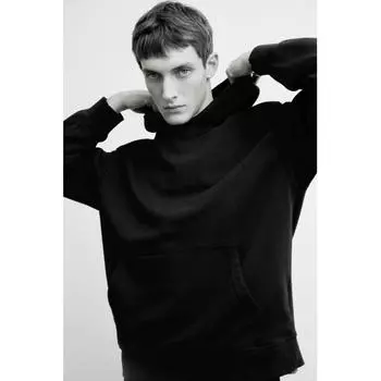 Толстовка с капюшоном HM Loose Fit WashHed темно-коричневого цвета XS