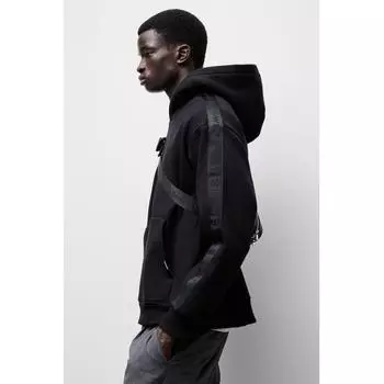 Толстовка с капюшоном HM Side Stripe свободного кроя, черная XS