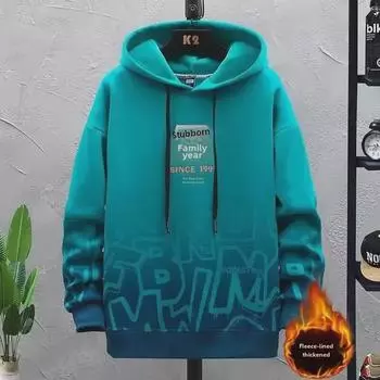 Толстовка с капюшоном и бархатом для мальчиков 2023 года — зимняя куртка для младших и старших классов Extra Large
