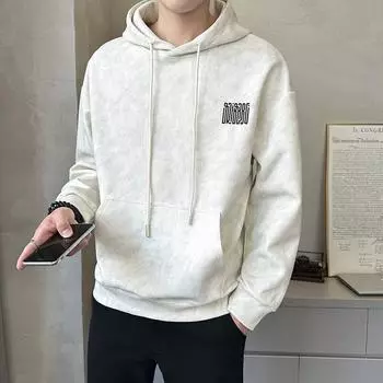 Толстовка с капюшоном и буквенным принтом, мужская, осенне-зимняя, новая спортивная, корейский стиль, красивая, молодежная, универсальная и красивая S