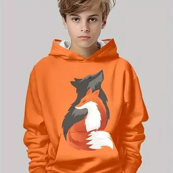 Толстовка с капюшоном и длинными рукавами Cool Fox 3D Graphic Boys - Повседневная одежда для мальчиков на весну 100