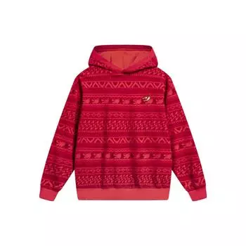 Толстовка с капюшоном и длинными рукавами Li Ning Daily Prosperity Series с принтом по всей поверхности, мужская толстовка Cinnabar-Red AAEU001-1 L