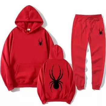 Толстовка с капюшоном и длинными рукавами Spider + спортивные брюки из 2 предметов, фитнес-костюмы для бега, весна-осень, женские спортивные костюмы S
