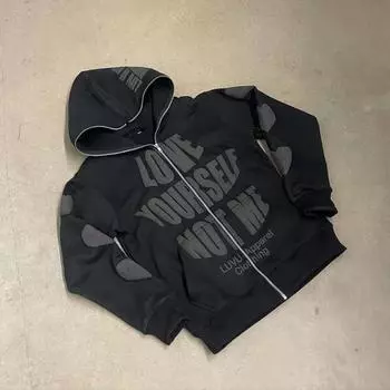 Толстовка с капюшоном и длинными рукавами в стиле ретро-хип-хоп с принтом в виде буквы Y2K для улицы и улицы S