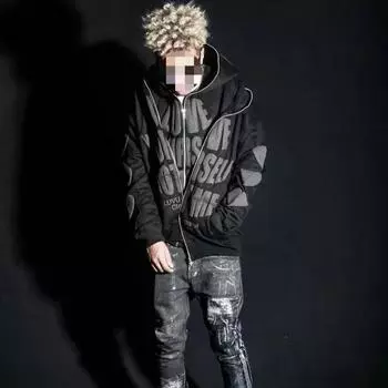 Толстовка с капюшоном и длинными рукавами в стиле ретро-хип-хоп с принтом в виде буквы Y2K для улицы и улицы S чёрный