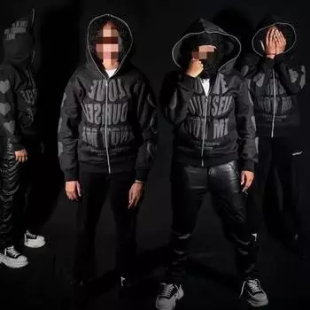 Толстовка с капюшоном и длинными рукавами в стиле ретро-хип-хоп с принтом в виде буквы Y2K для улицы и улицы S чёрный