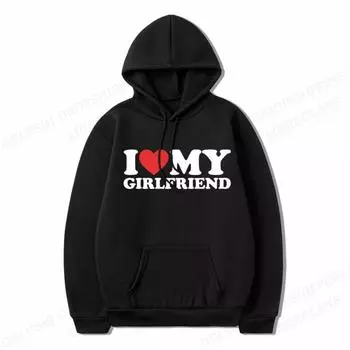 Толстовка с капюшоном I Love Heart My Girlfriend для мужчин XS светло-серый
