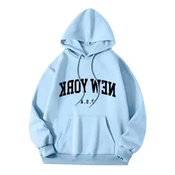 Толстовка с капюшоном и надписью Gothic Style New York женская свободного кроя 2XL чёрный