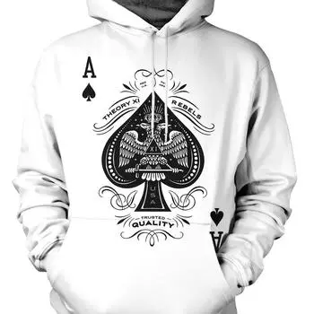 Толстовка с капюшоном и принтом 3D Poker - стильная и дышащая толстовка с длинным рукавом для мужчин - идеальная спортивная одежда для занятий спортом на открытом воздухе, осенью и весной S