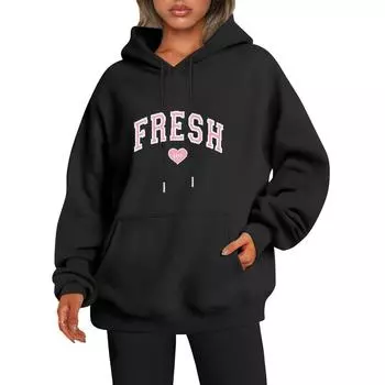 Толстовка с капюшоном и принтом «Любовь» для мужчин и женщин, флисовый свитер Y2K XS темно-зеленого