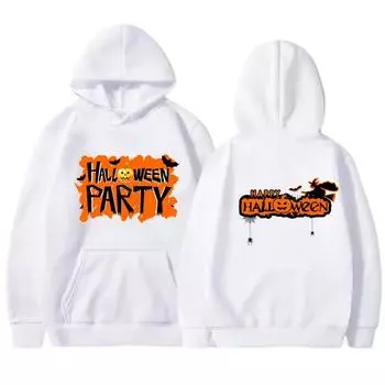 Толстовка с капюшоном и принтом тыквенной вечеринки на Хэллоуин для мужчин, очень большая свободная толстовка с капюшоном, модный повседневный уличный пуловер, плюшевая толстовка для S